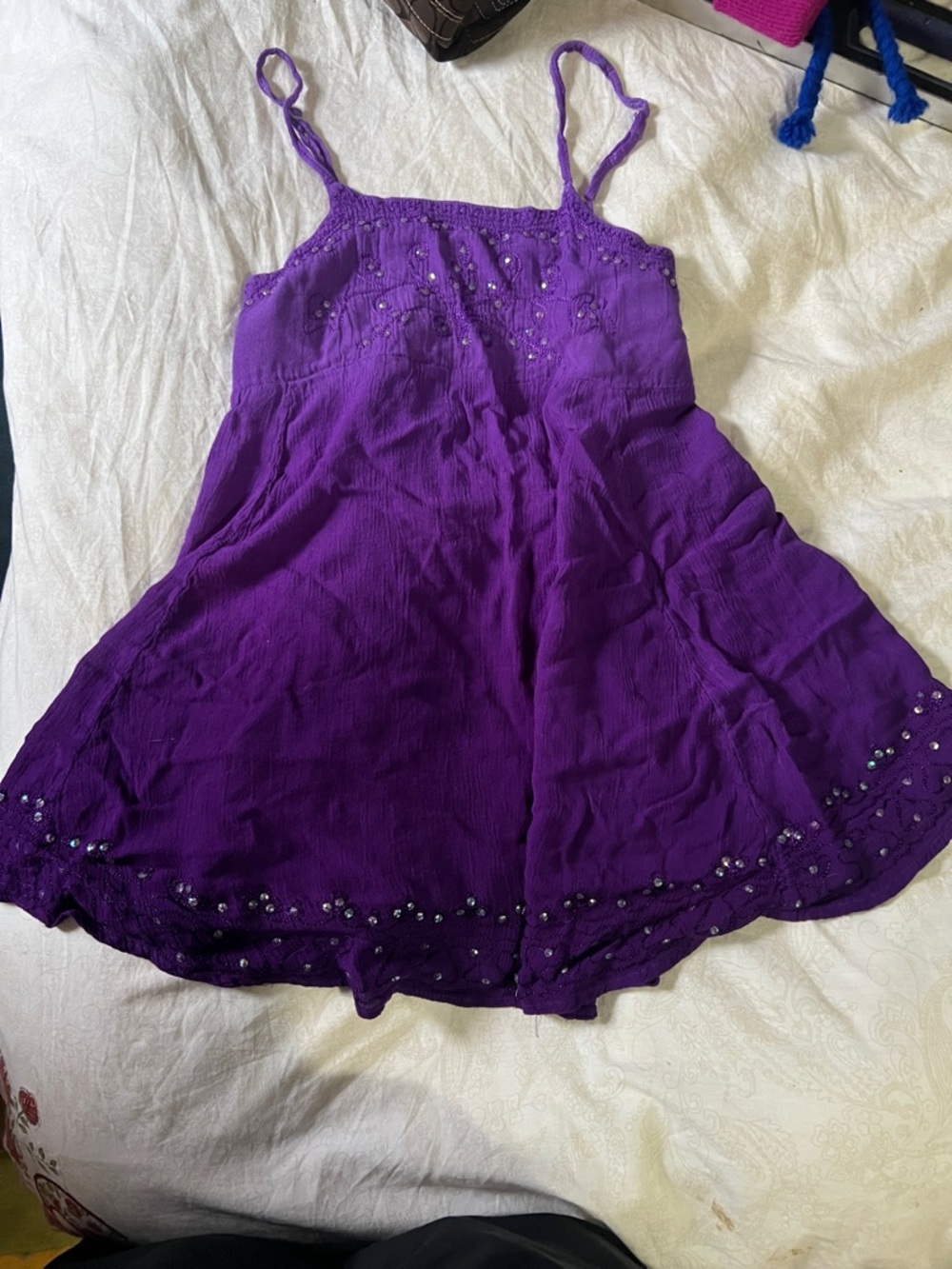 India Boutique Purple Beaded Spaghetti Strap Tank Top